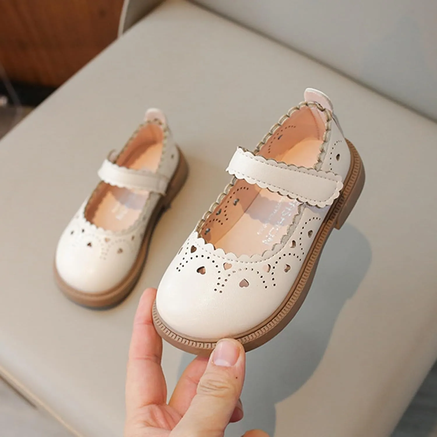 Toddler Girls Low Heel Formal Sandals Kids Strap Loafers Non Slip Sole Rubber Wedding Party School Uniform Fancy Shoes