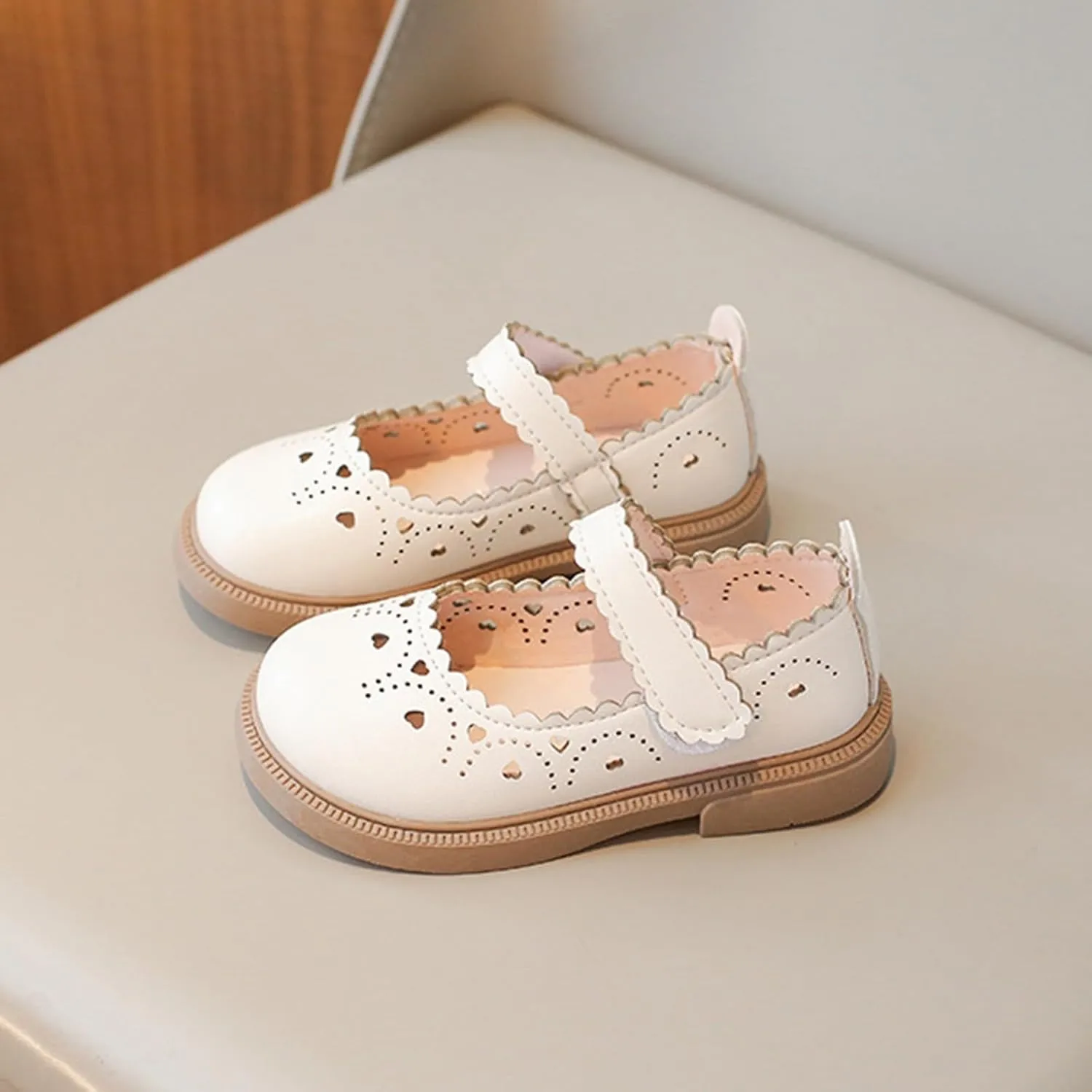 Toddler Girls Low Heel Formal Sandals Kids Strap Loafers Non Slip Sole Rubber Wedding Party School Uniform Fancy Shoes