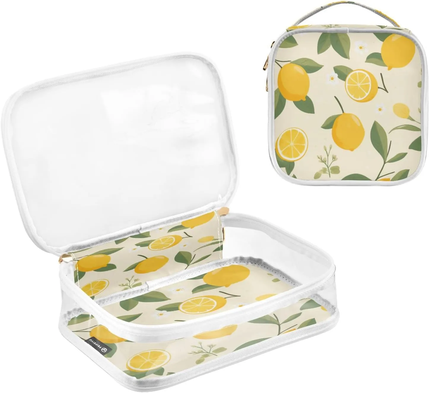Transparent Travel Organizer Set (2-Pack) - Waterproof PVC Cosmetic & Toiletry Storage Bags with Double Zippers for Home, Trips, and Essentials Organization - Cute Lemon (4)