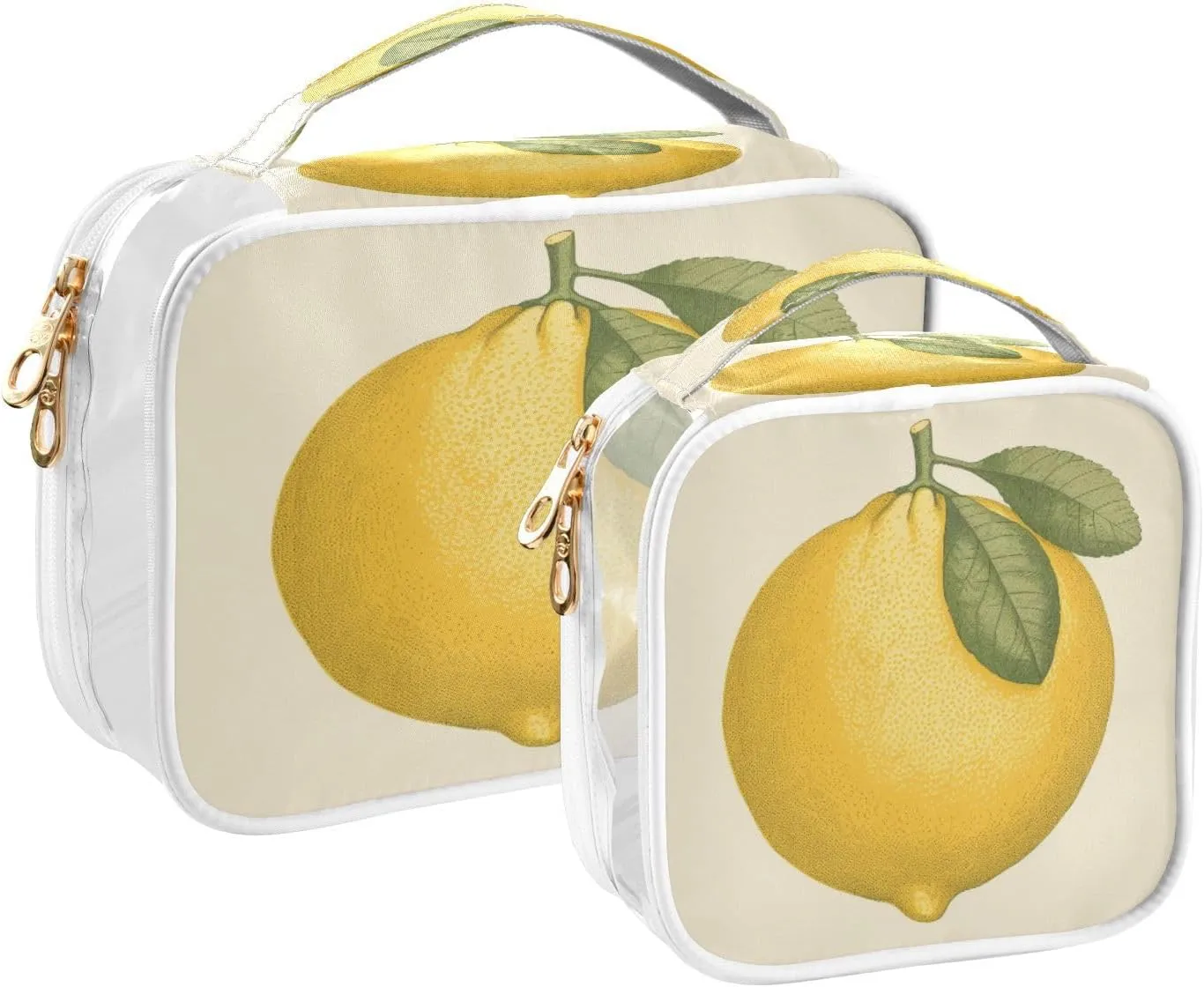 Transparent Travel Organizer Set (2-Pack) - Waterproof PVC Cosmetic & Toiletry Storage Bags with Double Zippers for Home, Trips, and Essentials Organization - Cute Lemon (5)