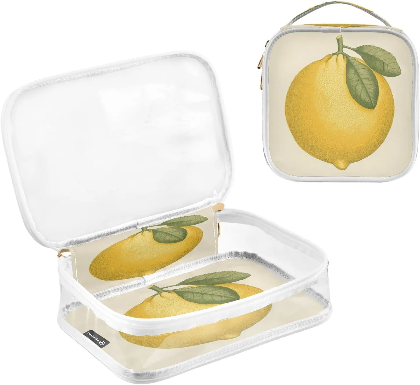 Transparent Travel Organizer Set (2-Pack) - Waterproof PVC Cosmetic & Toiletry Storage Bags with Double Zippers for Home, Trips, and Essentials Organization - Cute Lemon (5)