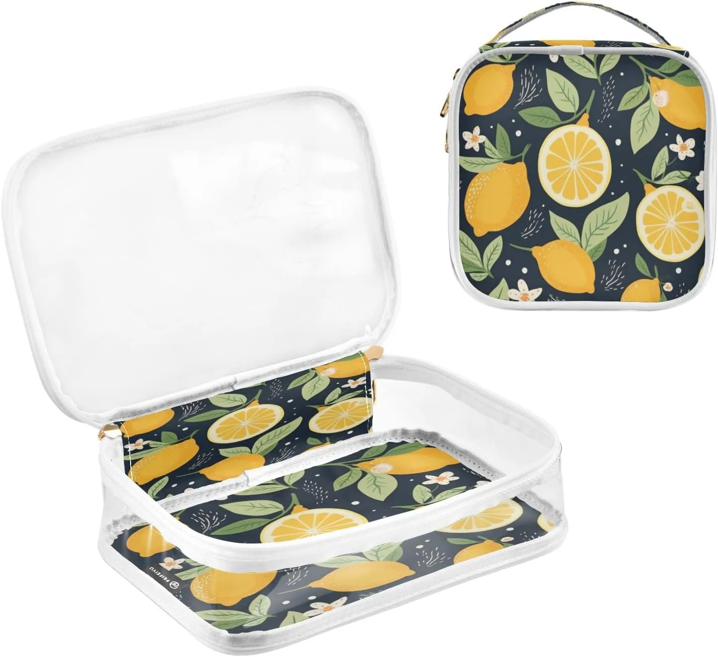 Transparent Travel Organizer Set (2-Pack) - Waterproof PVC Cosmetic & Toiletry Storage Bags with Double Zippers for Home, Trips, and Essentials Organization - Cute Lemon (6)