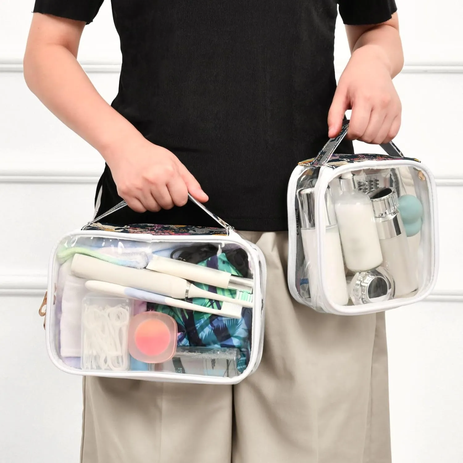 Transparent Travel Organizer Set (2-Pack) - Waterproof PVC Cosmetic & Toiletry Storage Bags with Double Zippers for Home, Trips, and Essentials Organization - Horse (1)