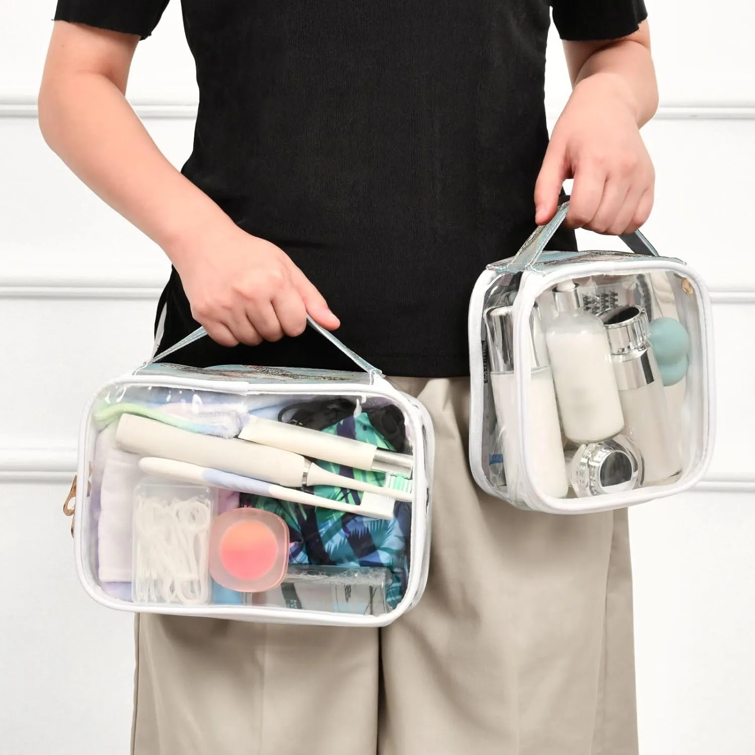Transparent Travel Organizer Set (2-Pack) - Waterproof PVC Cosmetic & Toiletry Storage Bags with Double Zippers for Home, Trips, and Essentials Organization - Sea Turtle (9)