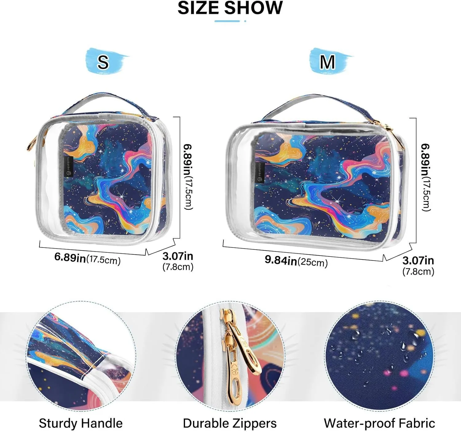 Transparent Travel Organizer Set (2-Pack) - Waterproof PVC Cosmetic & Toiletry Storage Bags with Double Zippers for Home, Trips, and Essentials Organization - Starry Sky Universe (4)