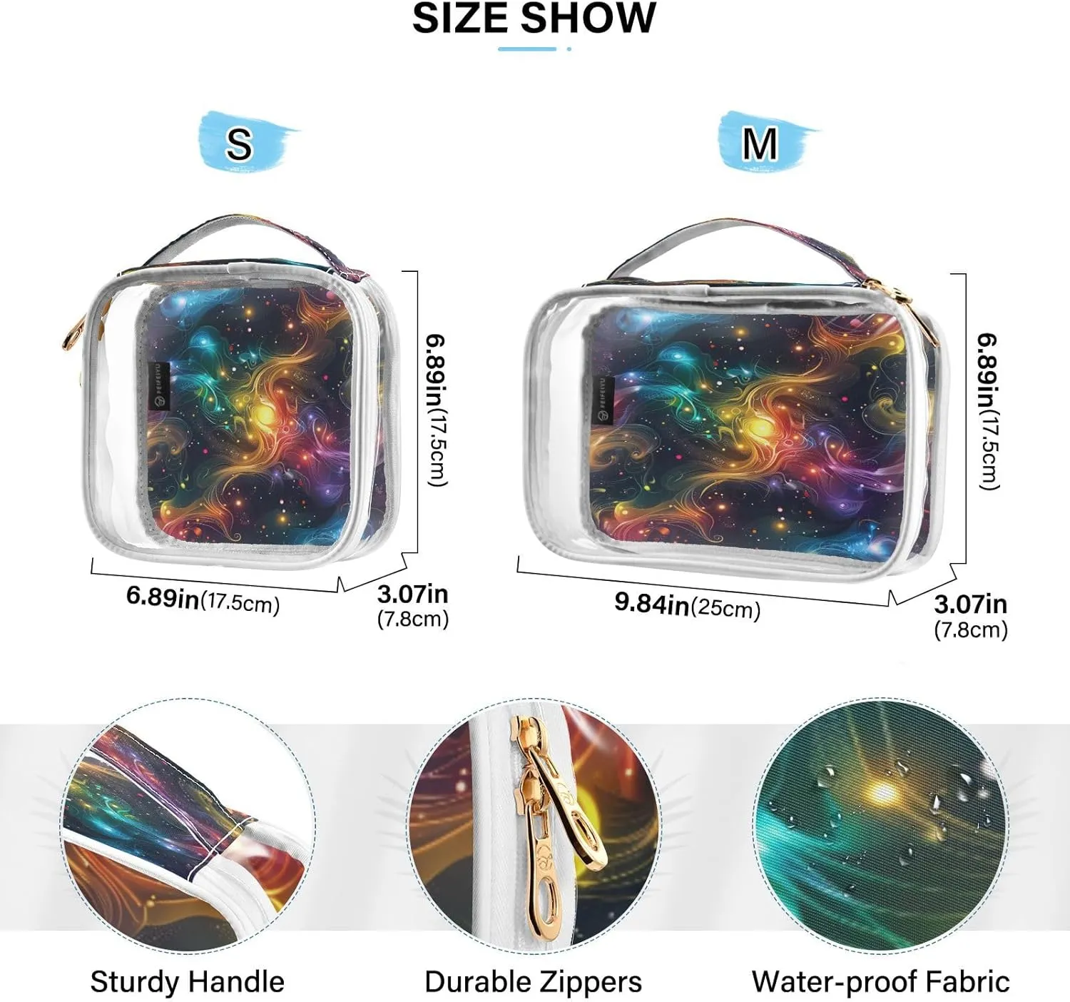 Transparent Travel Organizer Set (2-Pack) - Waterproof PVC Cosmetic & Toiletry Storage Bags with Double Zippers for Home, Trips, and Essentials Organization - Starry Sky Universe (5)