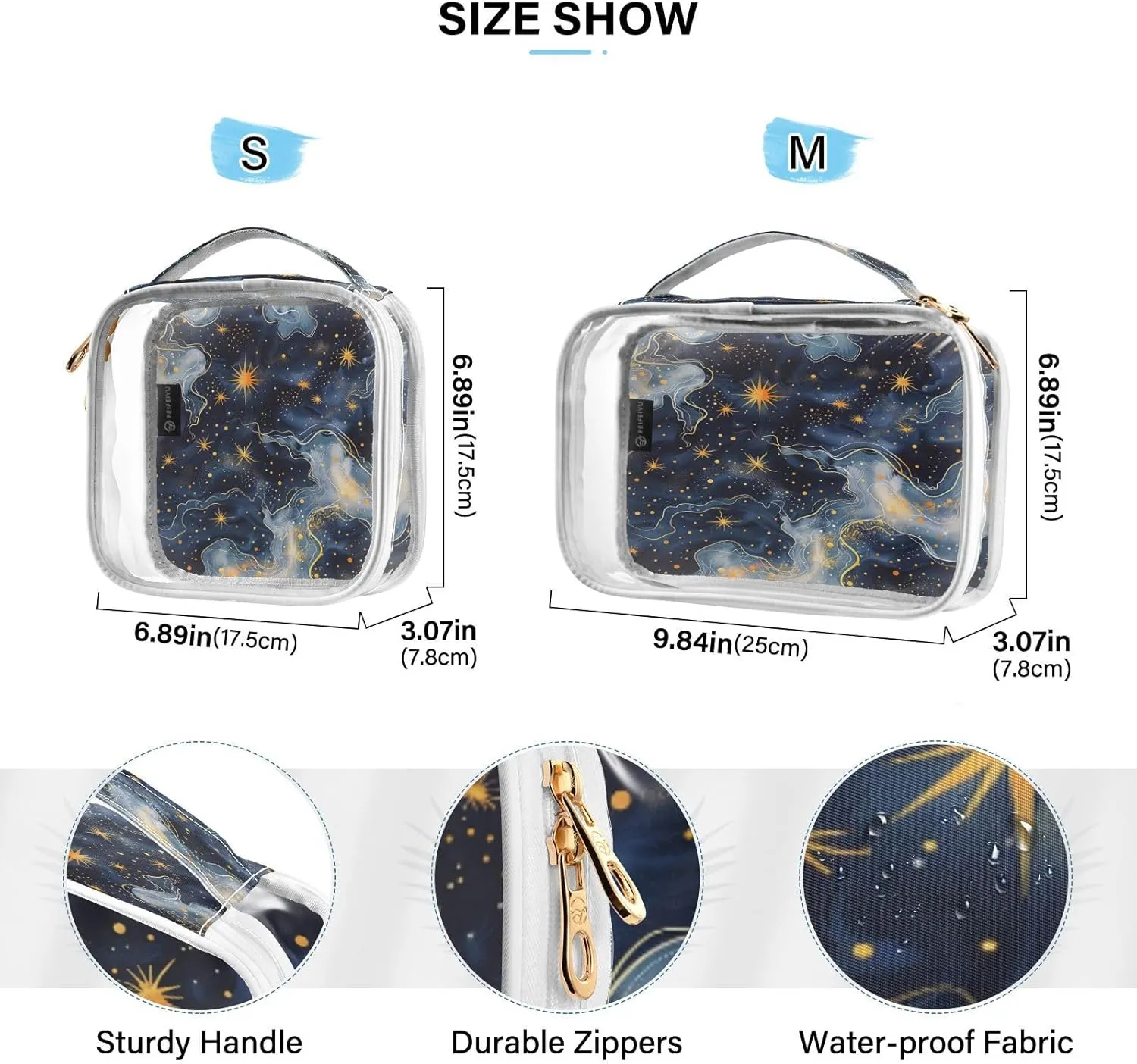 Transparent Travel Organizer Set (2-Pack) - Waterproof PVC Cosmetic & Toiletry Storage Bags with Double Zippers for Home, Trips, and Essentials Organization - Starry Sky Universe (6)