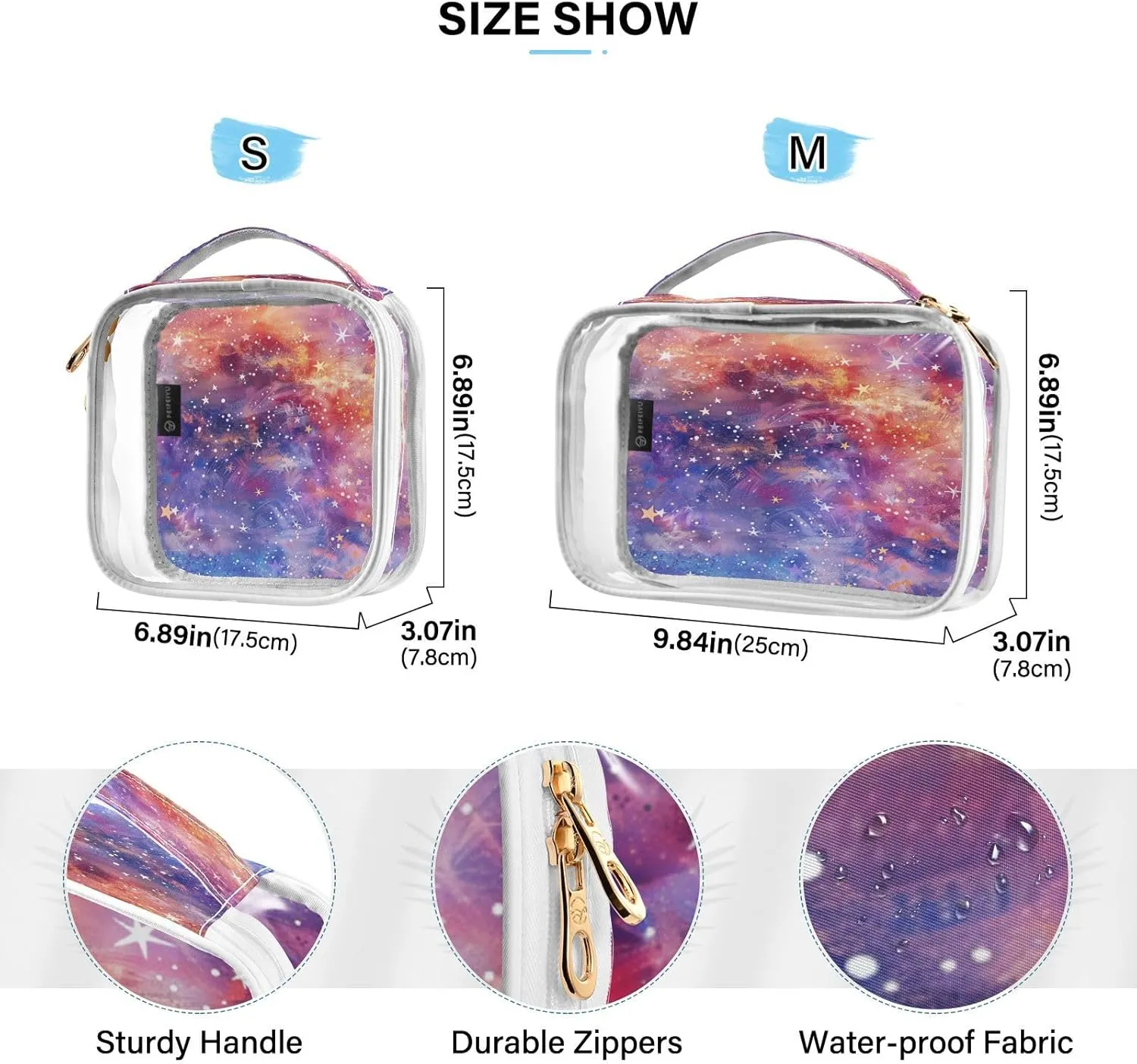 Transparent Travel Organizer Set (2-Pack) - Waterproof PVC Cosmetic & Toiletry Storage Bags with Double Zippers for Home, Trips, and Essentials Organization - Starry Sky Universe (8)