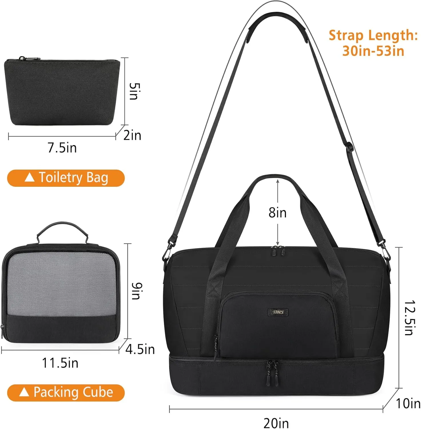 Travel Weekender Bag for Women, Overnight Bag with Shoe Compartment, Oversized Travel Duffel Bag Carry On Tote with Trolley Sleeve 21" for Weekend Travel Business Trip