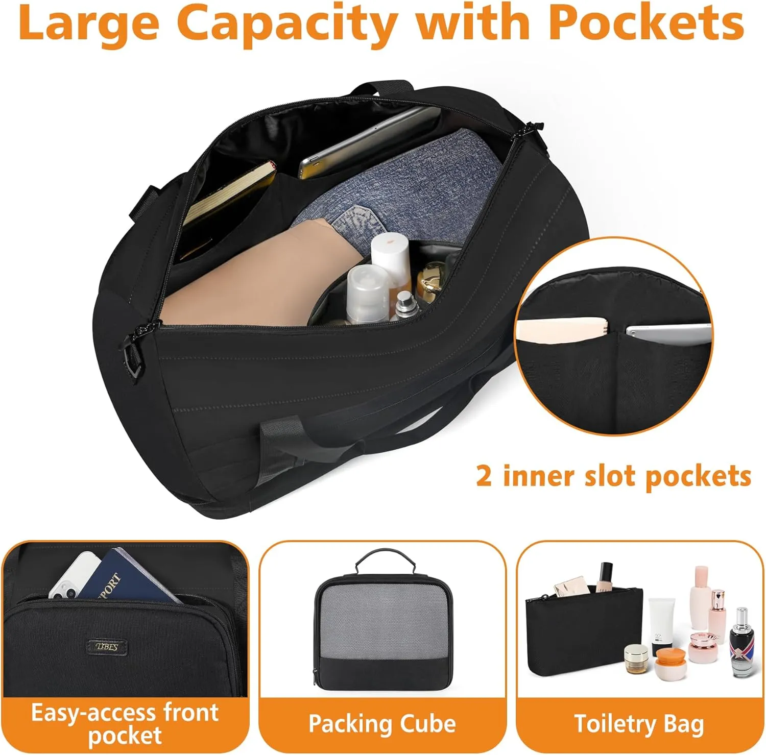 Travel Weekender Bag for Women, Overnight Bag with Shoe Compartment, Oversized Travel Duffel Bag Carry On Tote with Trolley Sleeve 21" for Weekend Travel Business Trip