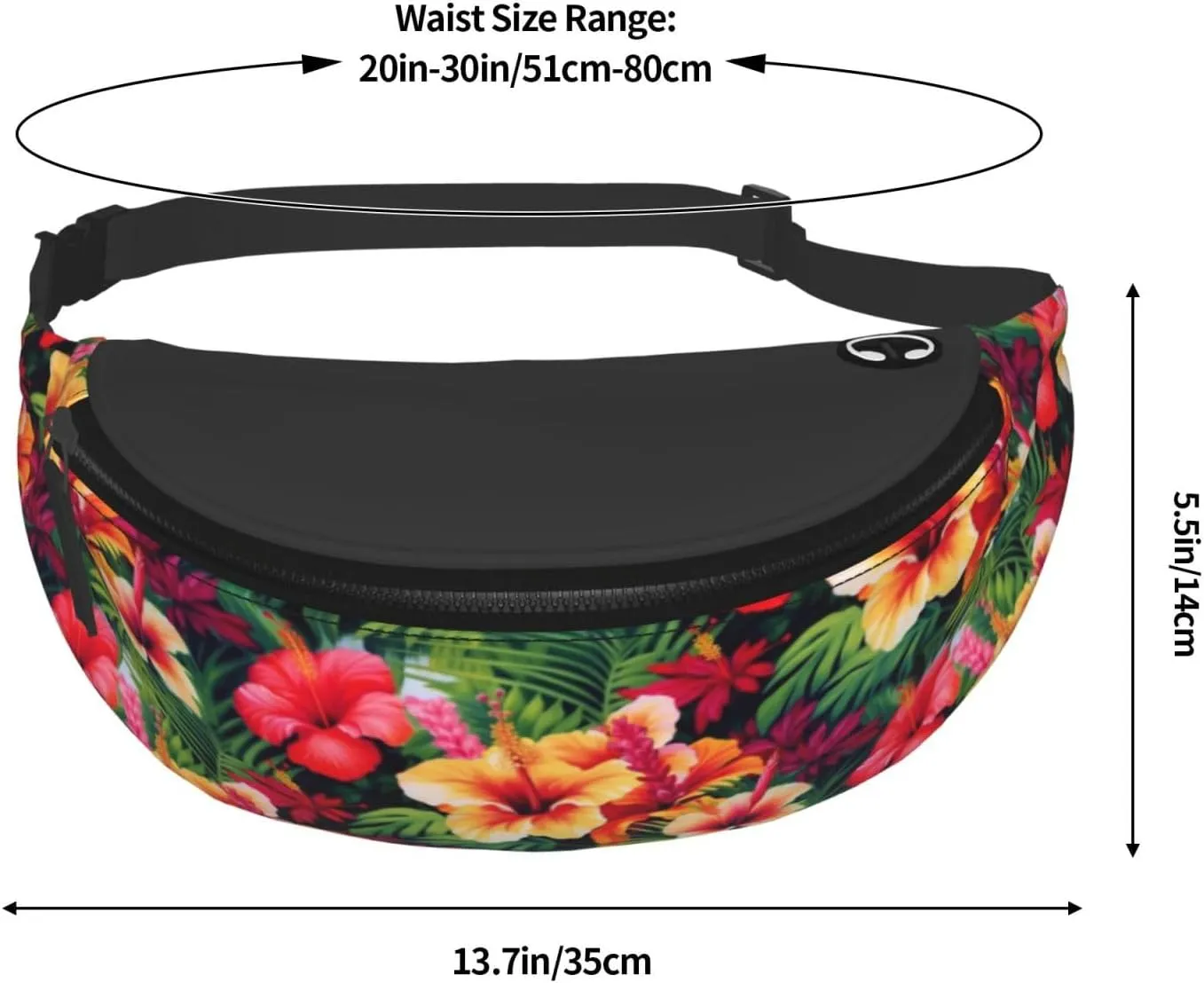 Tropical Fanny Pack Waist Bag Adjustable Belt Bag For Men Women Traveling Hiking Cycling Running