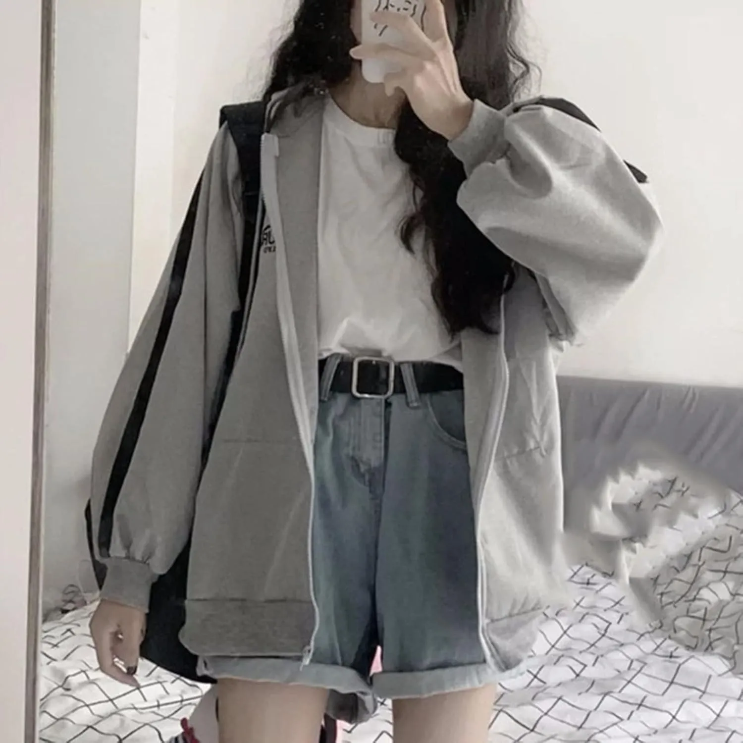 tuduoms Varsity Jacket Women's Cute Hoodies Teen Girl Fall Jacket Oversized Sweatshirts Casual Sport Coat Zip Up Y2K Hoodie