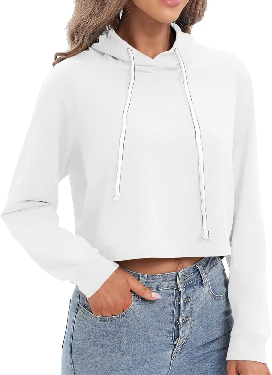 tuduoms Women Casual Cropped Zip Up Hoodie Cute Crop Top Y2K Teen Girls Trendy Lightweight Crop Jacket Long Sleeve Sweatshirt