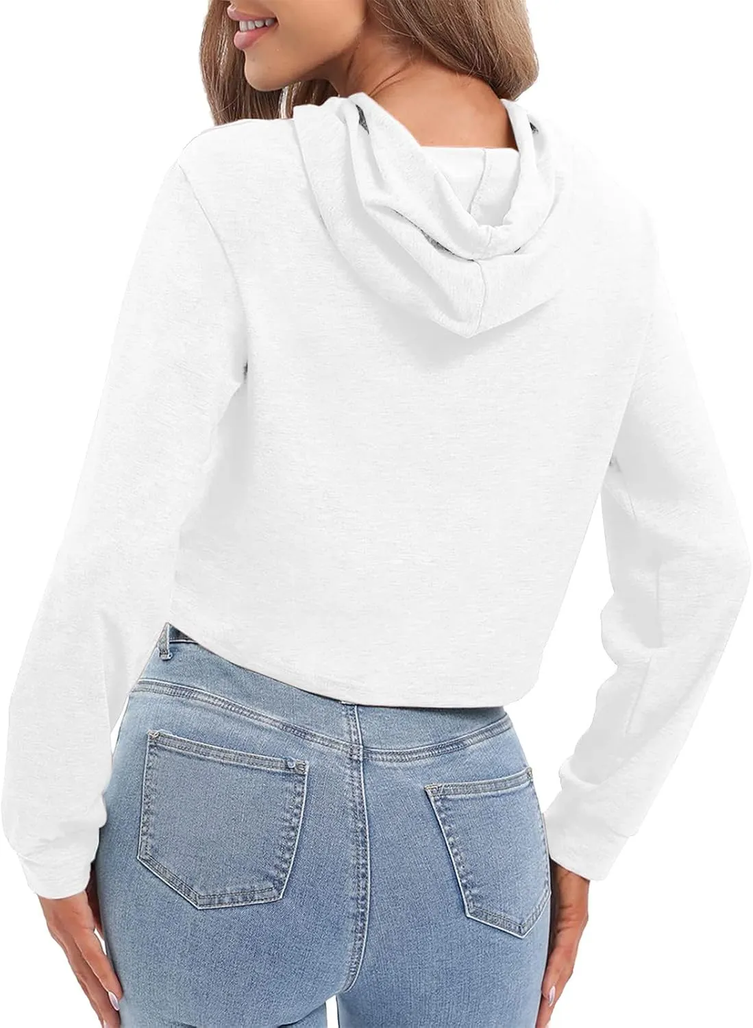 tuduoms Women Casual Cropped Zip Up Hoodie Cute Crop Top Y2K Teen Girls Trendy Lightweight Crop Jacket Long Sleeve Sweatshirt