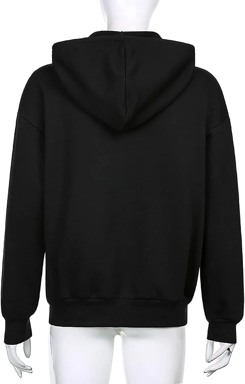 tuduoms Women's Drawstring Oversized Zip Up Hoodie Hooded Fleece Vintage Sweatshirts Teen Girls Casual Light Jackets Pockets