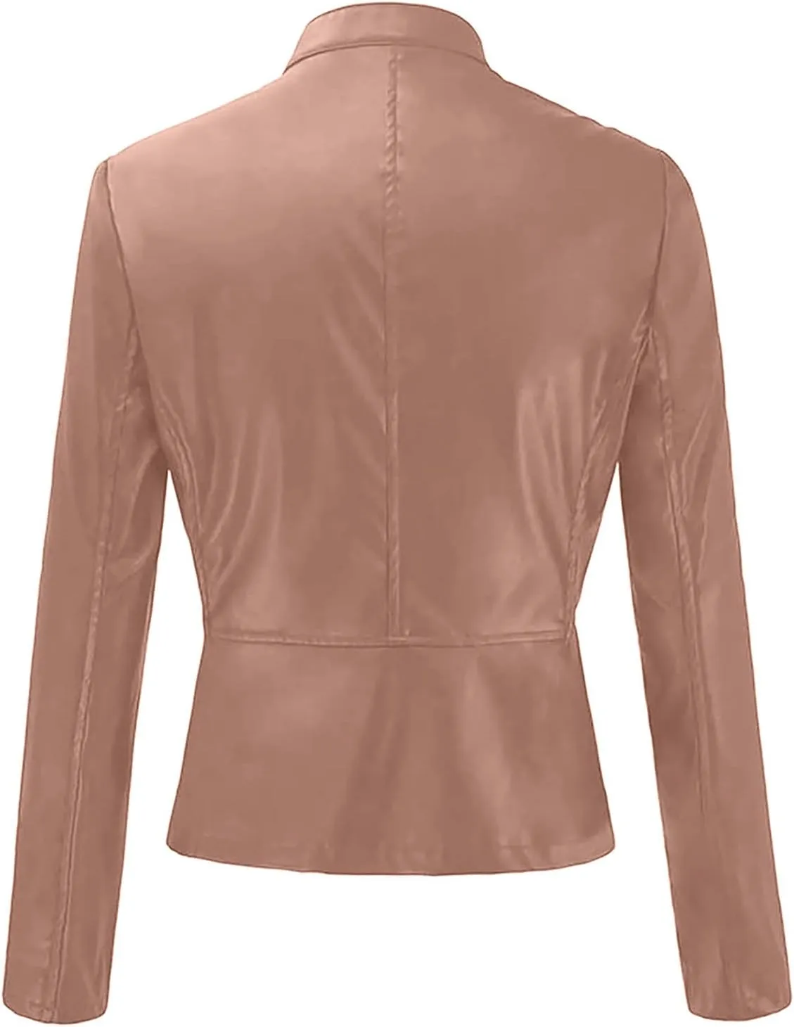 tuduoms Womens Fashion Leather Short Jacket Zip Up Moto Biker Slim Fit Motorcycle Jackets Coat Lightweight Bolero Outwear