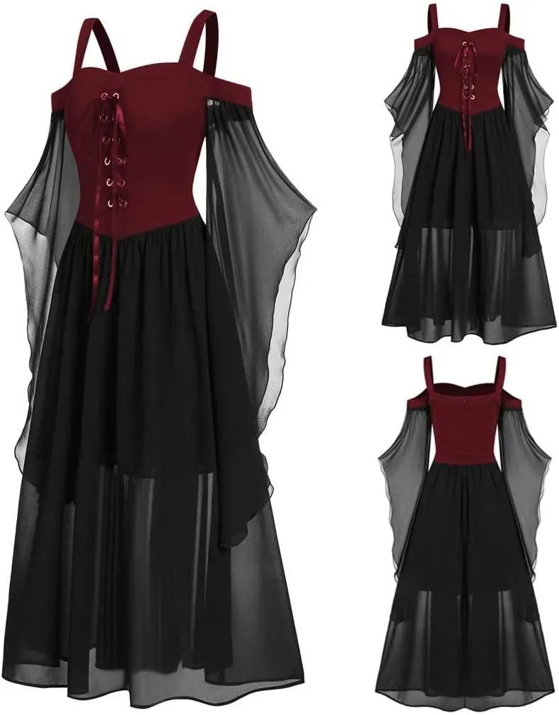 TWGONE Renaissance Faire Costume Women Off The Shoulder Halloween Dress Cosplay Costumes Plus Size Gothic Clothes