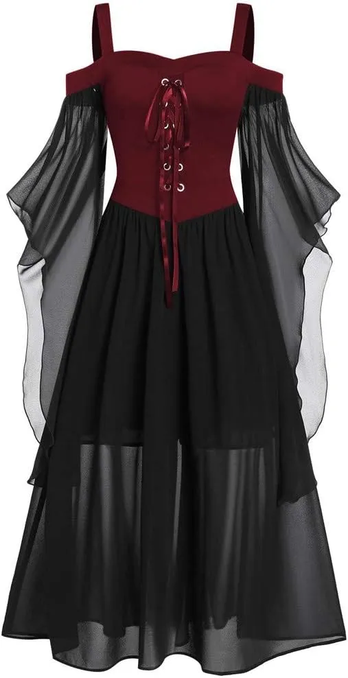 TWGONE Renaissance Faire Costume Women Off The Shoulder Halloween Dress Cosplay Costumes Plus Size Gothic Clothes