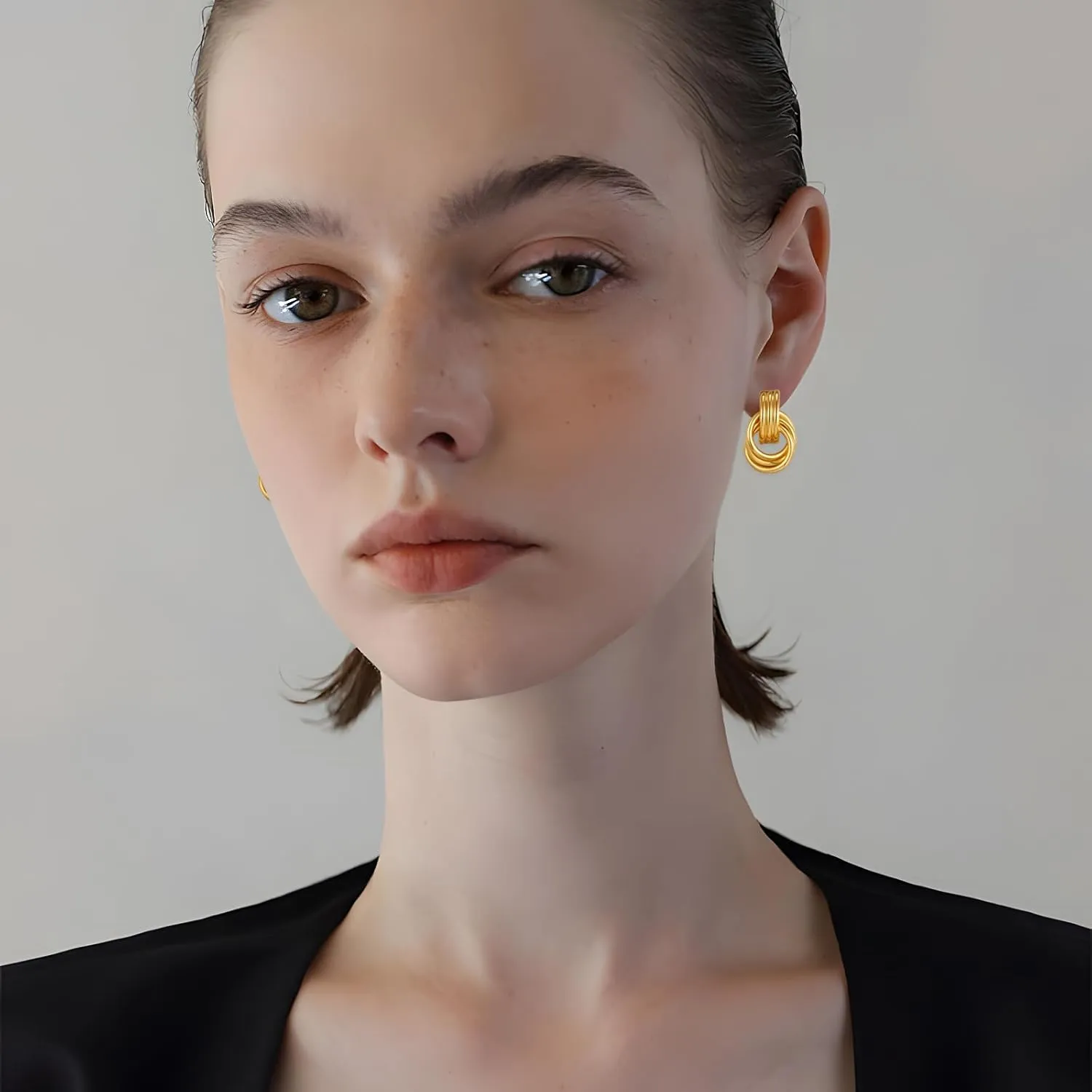 Two Tone Clip On Earrings for Women Statement Gold Silver Small Twisted Knot Clip On Earrings