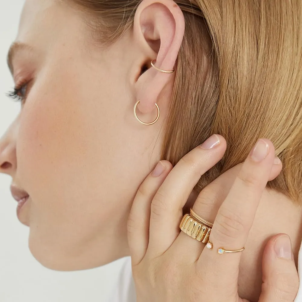 UneDouce Gold Chunky Dome Rings for Women | Textured Puffy Statement Band Ring Stacks | 14K Gold Plating Adjustable Rings for Women