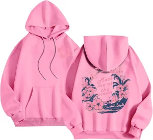 Unisex Oversized Hoodies Long Sleeve Palm Puff Preppy Sweatshirt Drawstring Cute Print Casual Graphic Hoodie