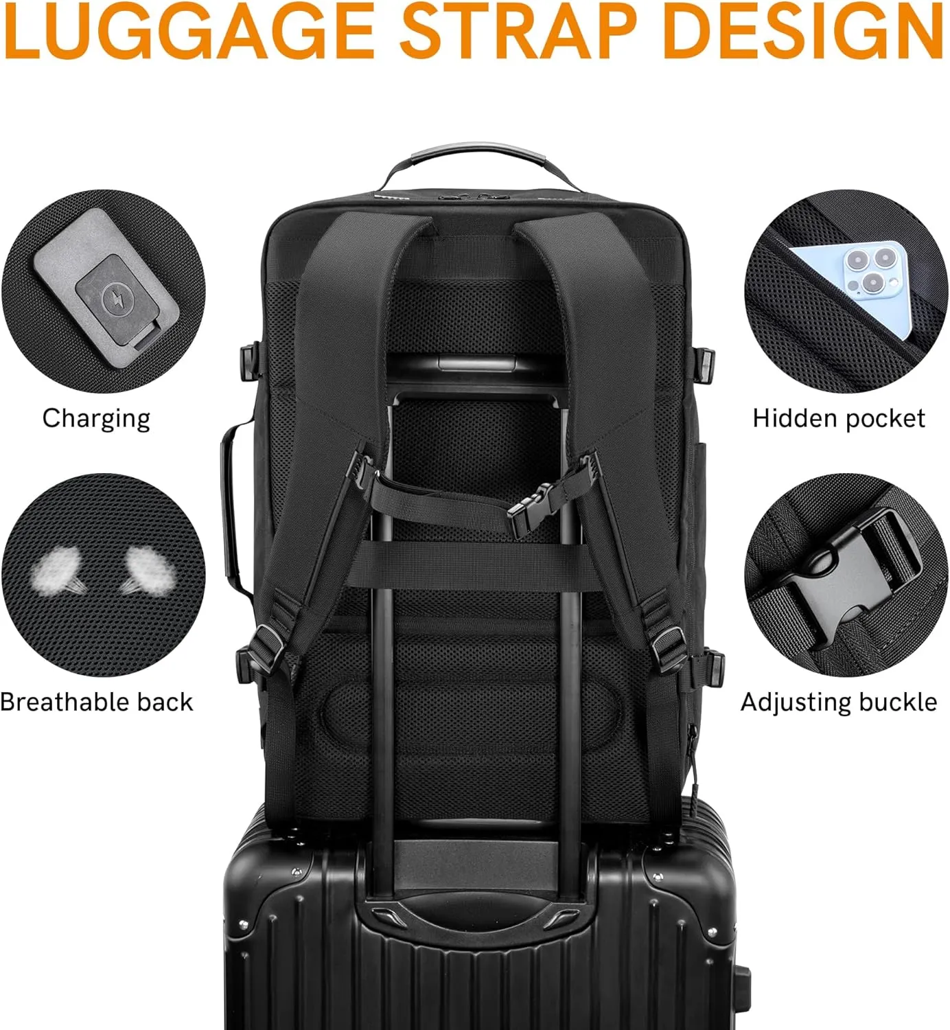 VGOAL Carry On Backpack, 40L Travel Backpack Expandable With 4 Packing Cubes, Weekender Backpack for 17 Inch Laptop