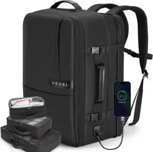 VGOAL Carry On Backpack, 40L Travel Backpack Expandable With 4 Packing Cubes, Weekender Backpack for 17 Inch Laptop
