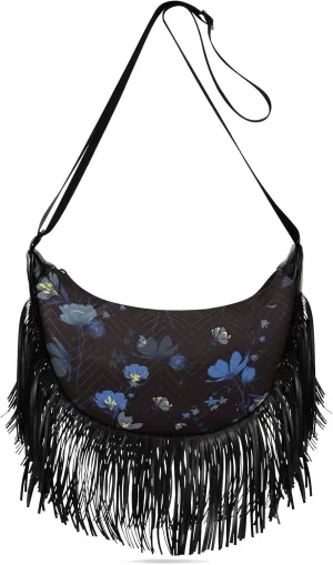 Vintage Beautiful Botanical Floral Fringe Bag for Women Cross Body Bag Tassel Shoulder Bag Satchel