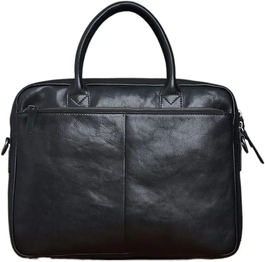 Vintage Genuine Leather Bag Briefcase Men's Shoulder Bag Man Handbag Brown Red Casual 15.6 Inch Laptop Bag