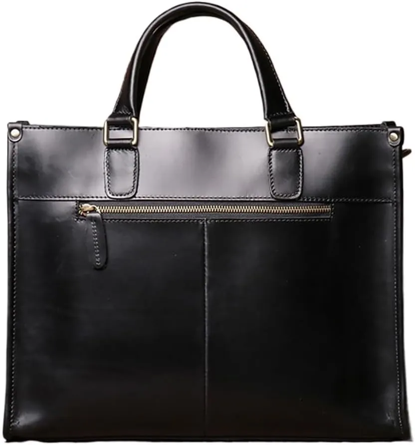 Vintage Man Handbag Briefcase Men Shoulder Genuine Leather Bags Brown Business 14 Inch Laptop Bag