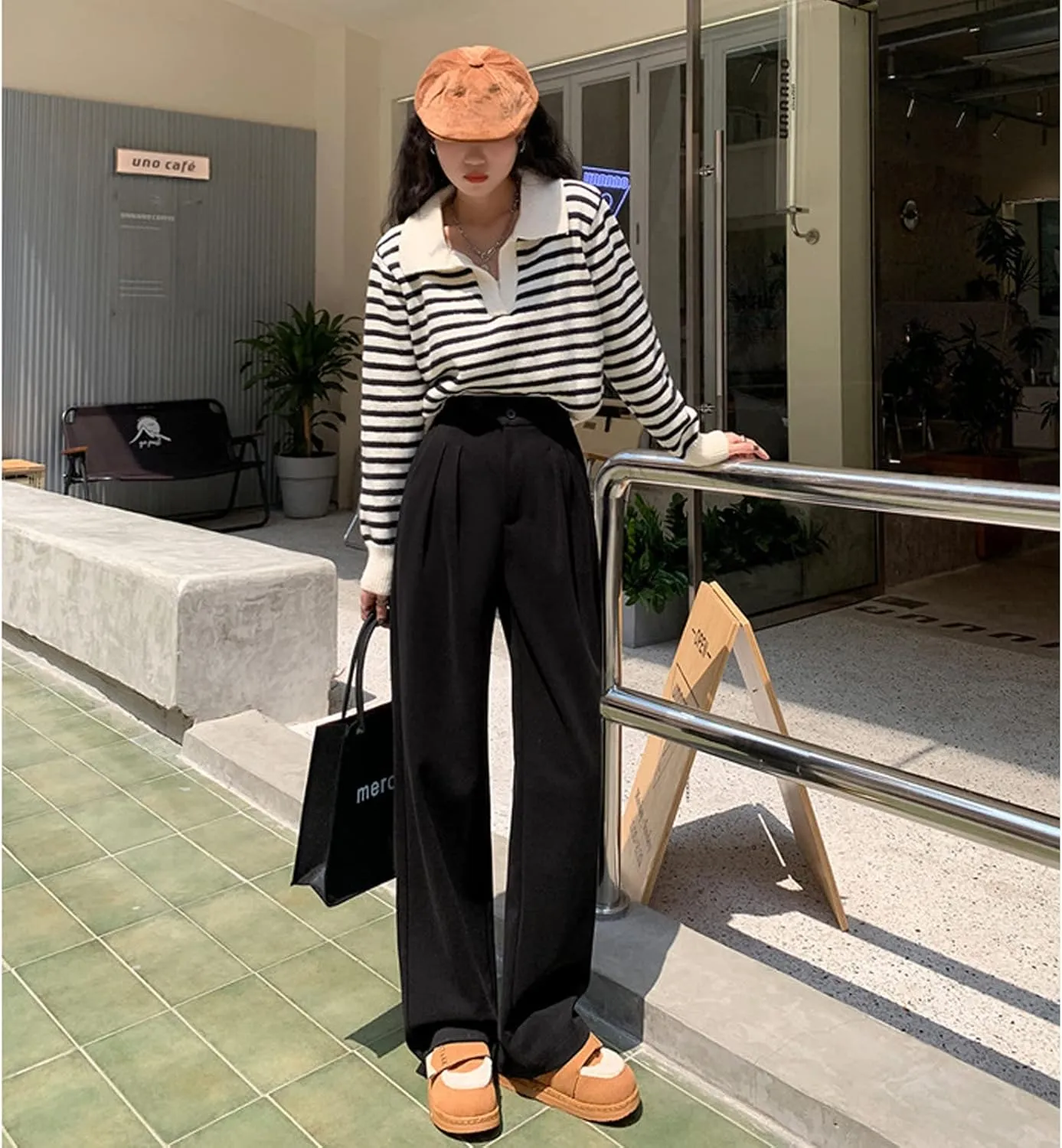 Vintage Wide Leg Trousers Women's Woolen Suit Wide Leg Trousers Women's Loose Casual Straight Trousers
