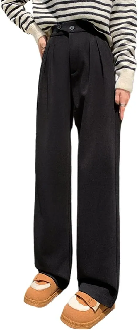 Vintage Wide Leg Trousers Women's Woolen Suit Wide Leg Trousers Women's Loose Casual Straight Trousers