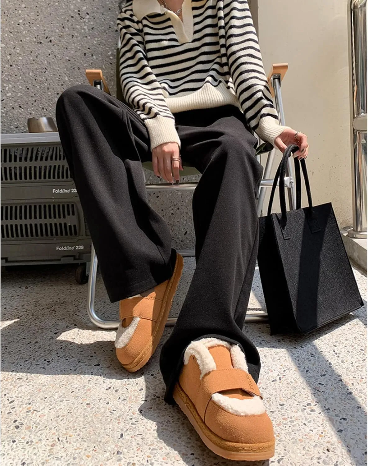 Vintage Wide Leg Trousers Women's Woolen Suit Wide Leg Trousers Women's Loose Casual Straight Trousers