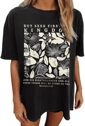 Wildflowers T-Shirts Women Oversized Vintage Floral Shirts Nashville Music City Tops Rock Band Tee