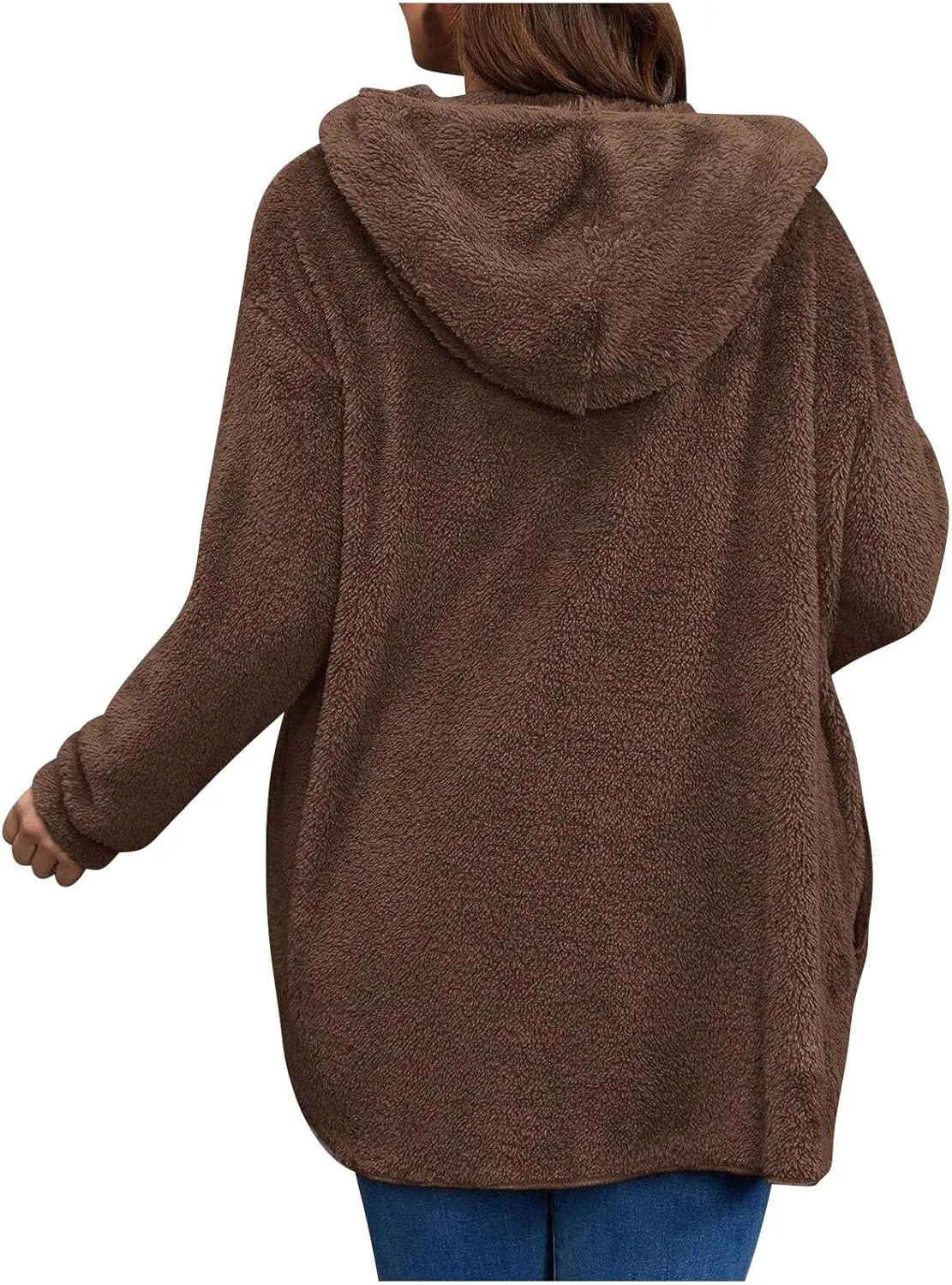 Winter Cardigan for Women Oversized Sherpa Jacket Fleece Long Sleeve Hoodies Casual Warm Coat Loose Fit Tops