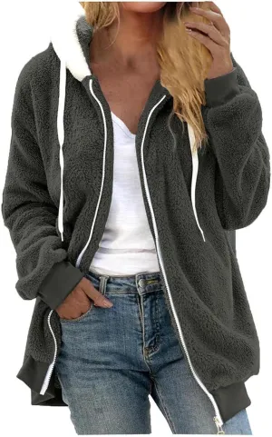 Winter Coats for Women 2023 Fuzzy Fleece Sherpa Jacket Warm Outerwear Button Down Long Sleeve Cardigan Plush Sweater