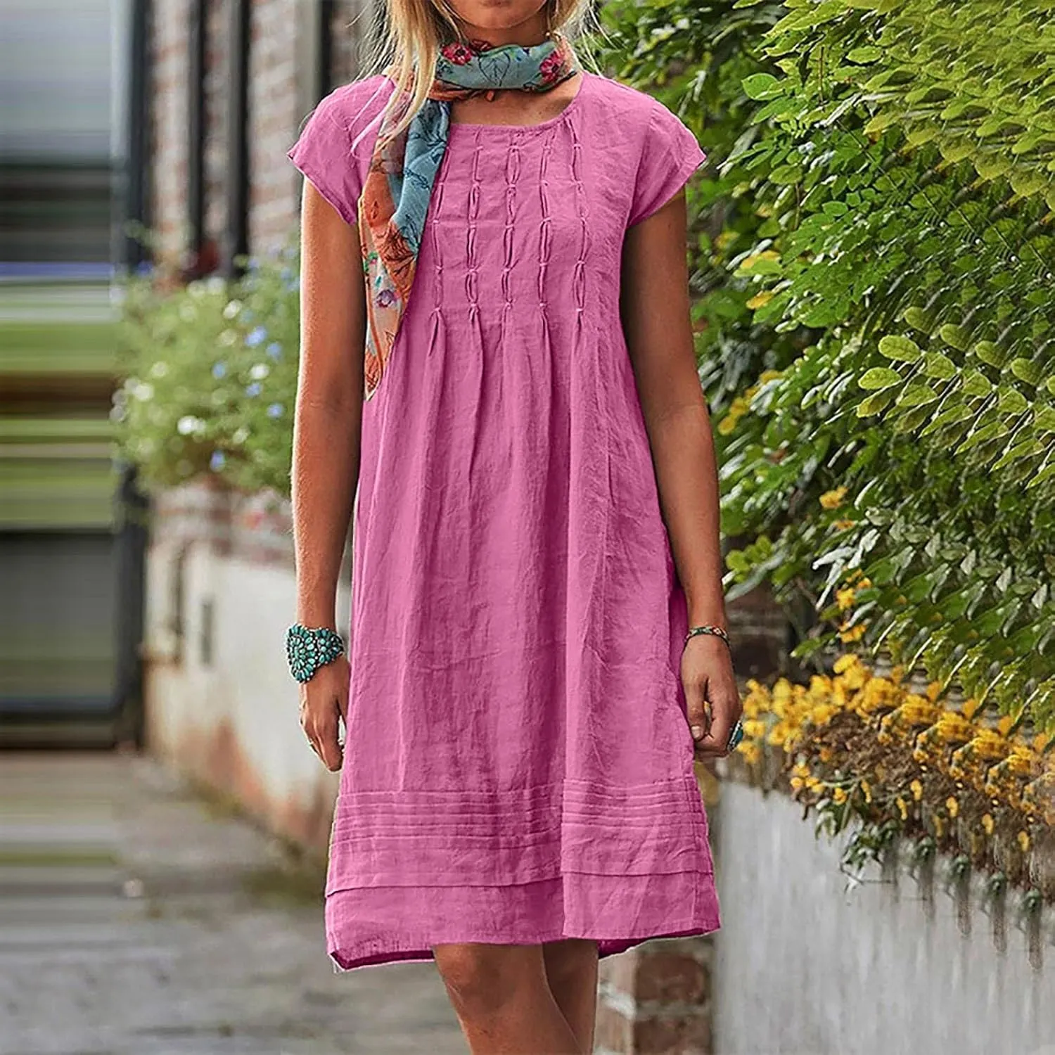 Women Cotton Linen Summer Dresses Casual Mini Short Dress Gauze Boho Dresses 2024 Trendy Vacation Clothing