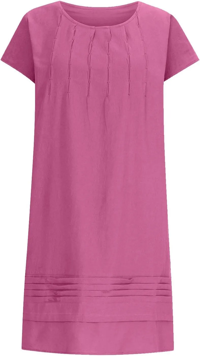Women Cotton Linen Summer Dresses Casual Mini Short Dress Gauze Boho Dresses 2024 Trendy Vacation Clothing