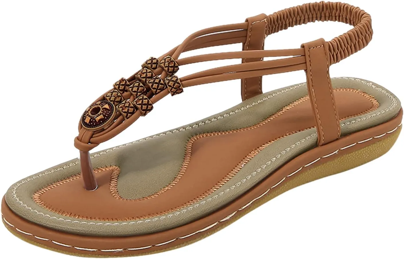 Women Flip Flops Elastic Ankle Strap Dress Shoes Summer Slip On Beach Thong Sandals Open Toe Cushion Flats