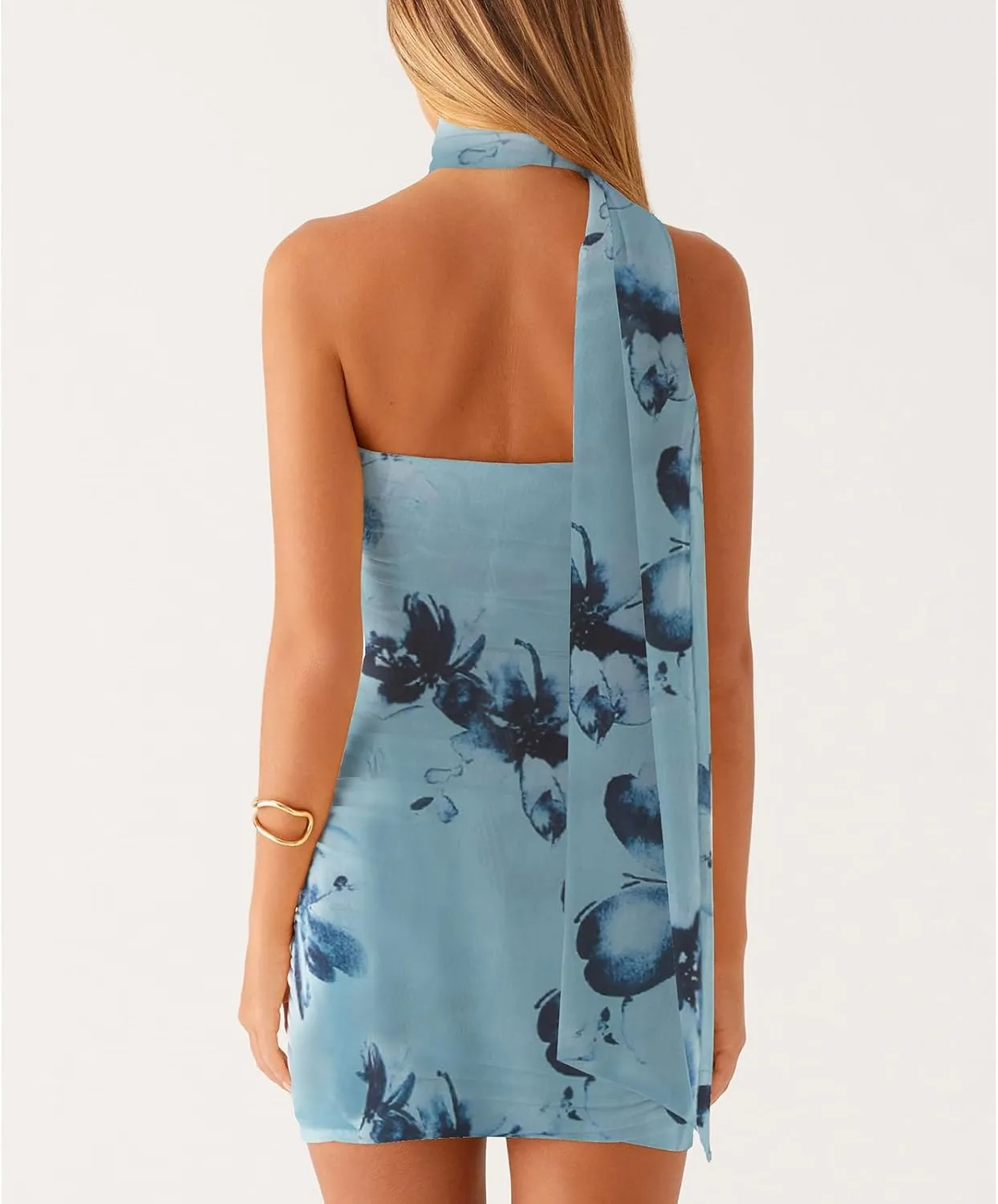 Women Floral Tube Strapless Mini Dress Y2k Cute with Scarf Short Dresses Bodycon Backless Beach Formal Sundress