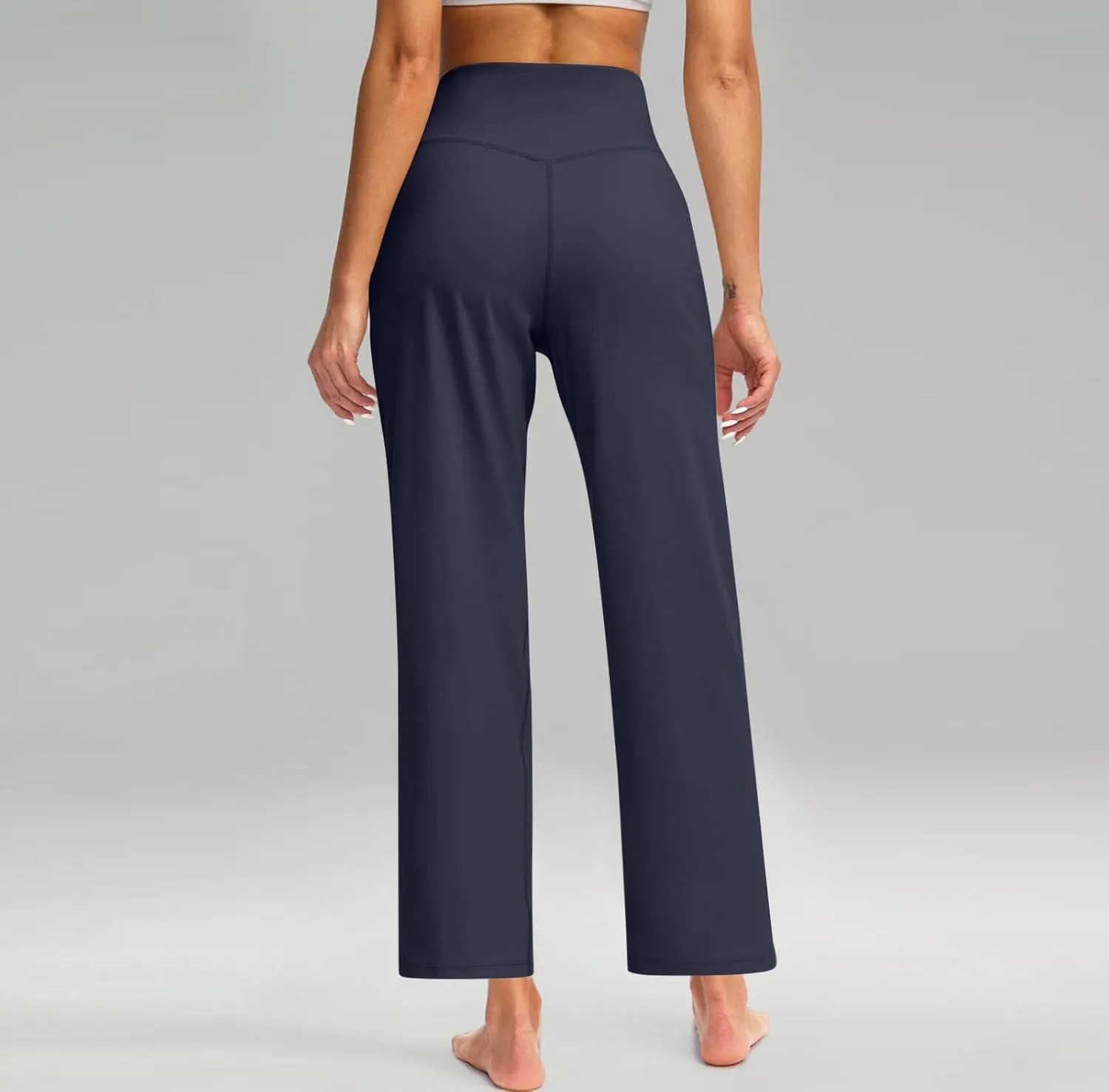 Women High Waist Pants Casual Fashion Elastic Waist Daily Summer Wide Leg Pants with Pockets Gym Yoga Pants