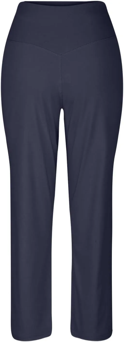 Women High Waist Pants Casual Fashion Elastic Waist Daily Summer Wide Leg Pants with Pockets Gym Yoga Pants