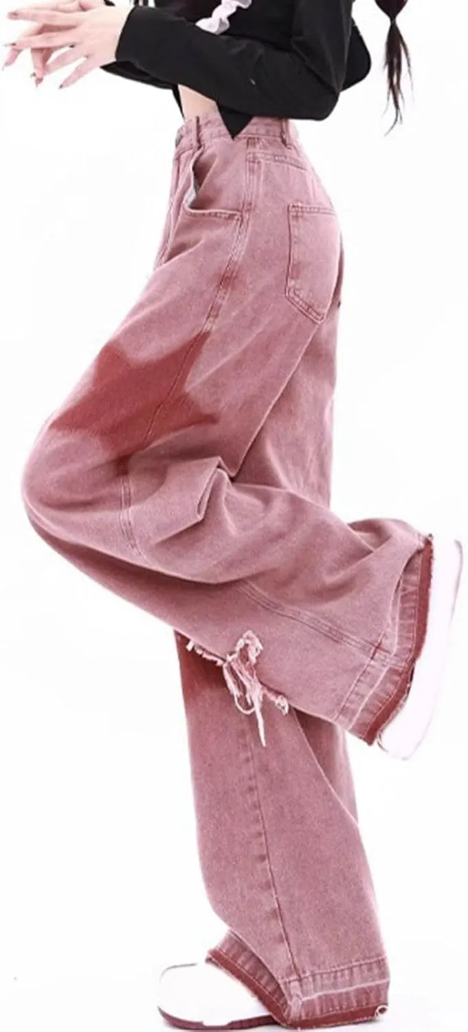 Women Jeans Stretchy High Waist Trendy Stars Embroidery Print Denim Pant Fall Casual Vacation Wide Leg Jean Trousers