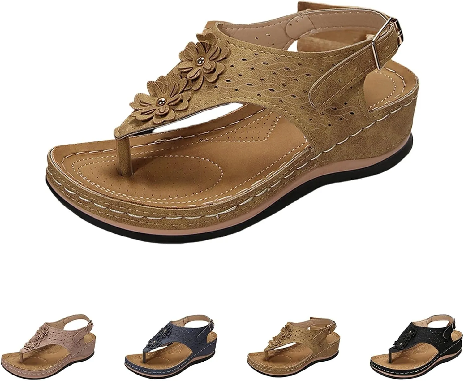 Women Sandals Thong T-Strap Orthotic Casual Flat Sandals Comfortable Mesh Hollow Summer Beach Shoes Flip Flops