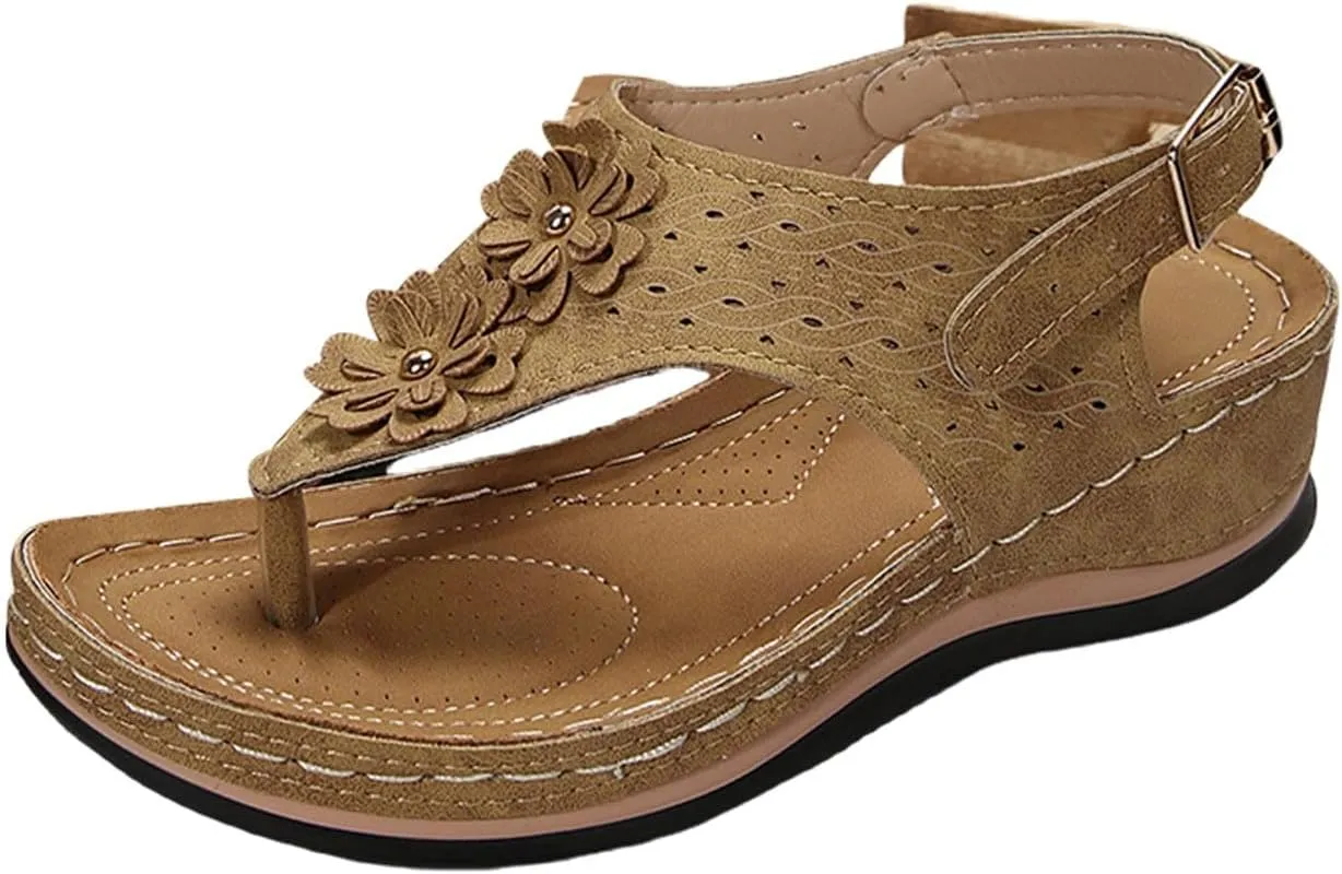 Women Sandals Thong T-Strap Orthotic Casual Flat Sandals Comfortable Mesh Hollow Summer Beach Shoes Flip Flops