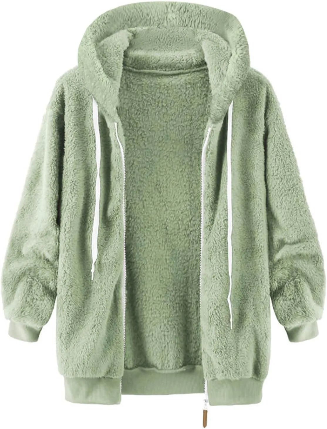 Women Sherpa Hoodie Lined Jackets Lamb Wool Padded Coat Faux Fur Shearling Fleece Full Zip Hoodies Outwear Tops