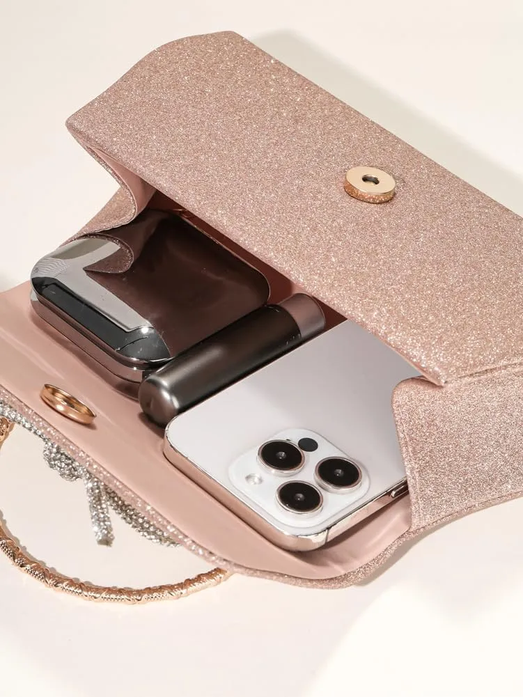Women Sparkling Bowknot Handbag Diamonds Evening Clutch Purses Formal Wedding Party Cocktail Prom Envelope Bag