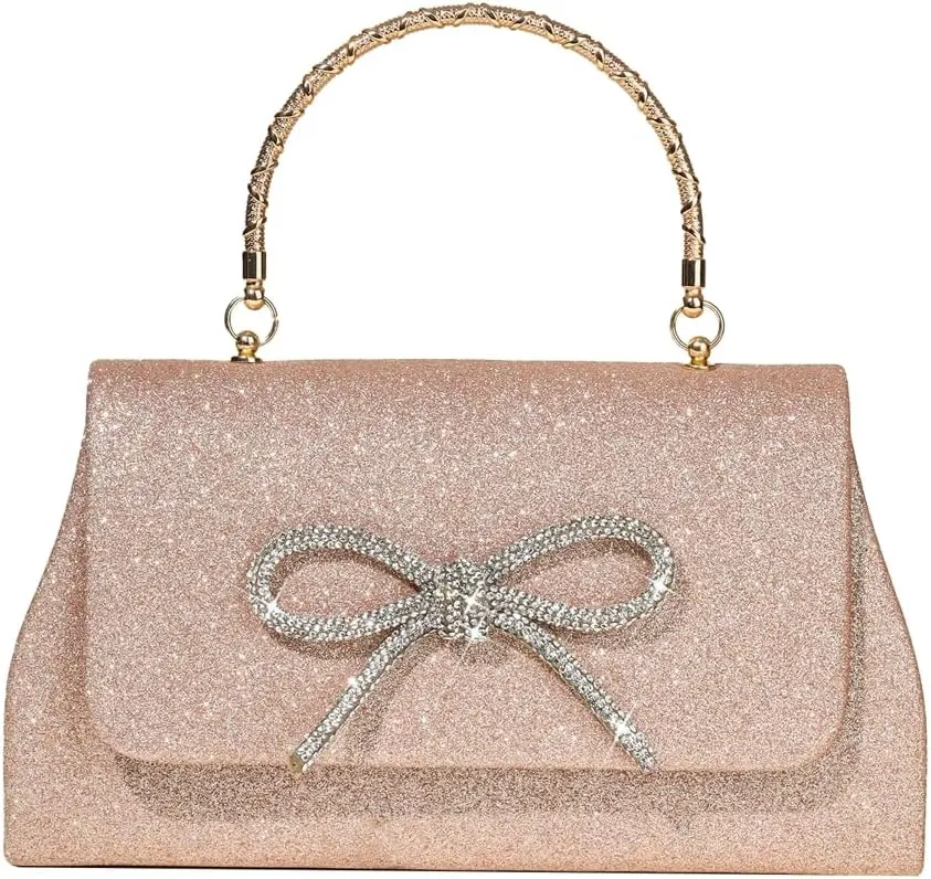 Women Sparkling Bowknot Handbag Diamonds Evening Clutch Purses Formal Wedding Party Cocktail Prom Envelope Bag