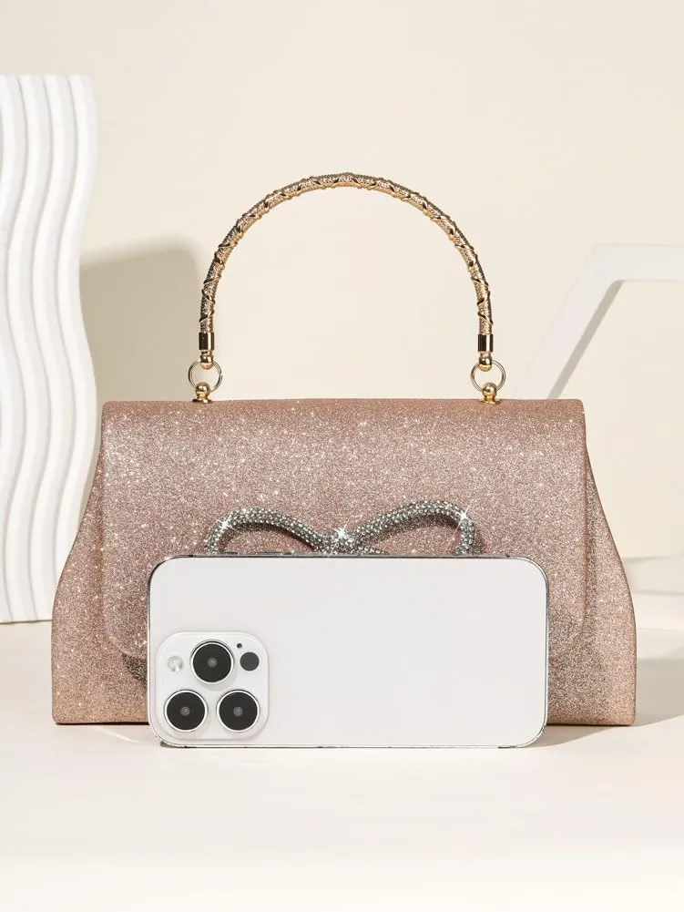 Women Sparkling Bowknot Handbag Diamonds Evening Clutch Purses Formal Wedding Party Cocktail Prom Envelope Bag