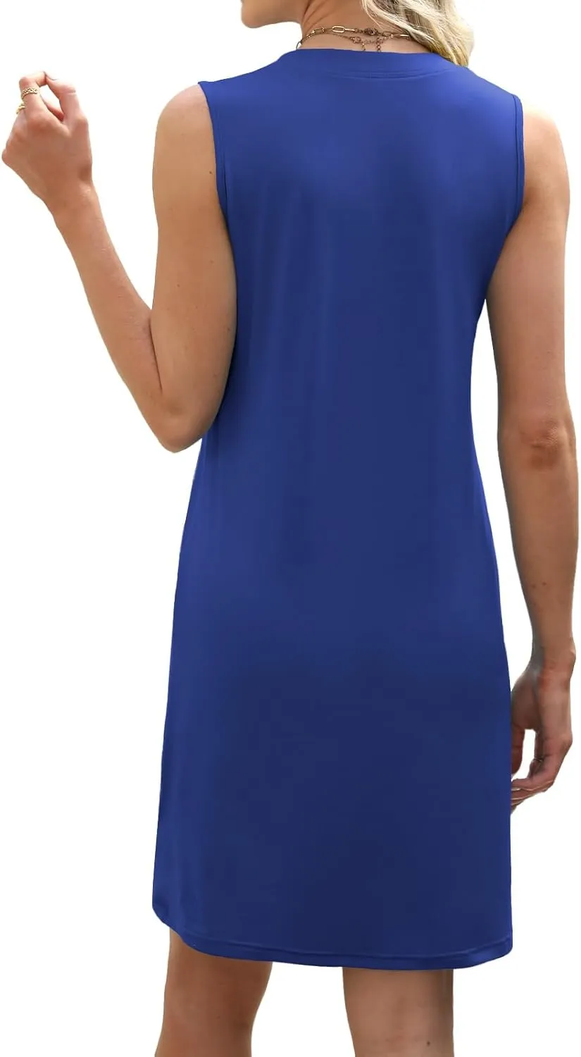 Women Summer Dresses 2025 Beach Fashion Vacation V Neck Sleeveless Sundresses Casual Work Dress